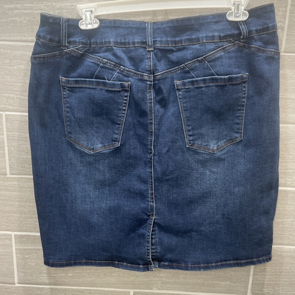 Vintage violet Distressed Blue Denim Stretch skirt Women's 3X - Picture 2 of 7